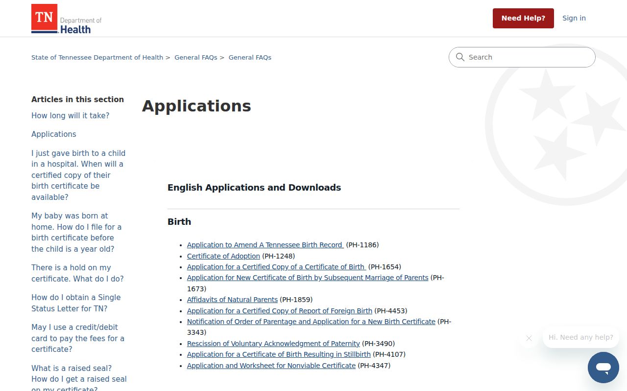 Kingsport people search Tennessee vital records applications