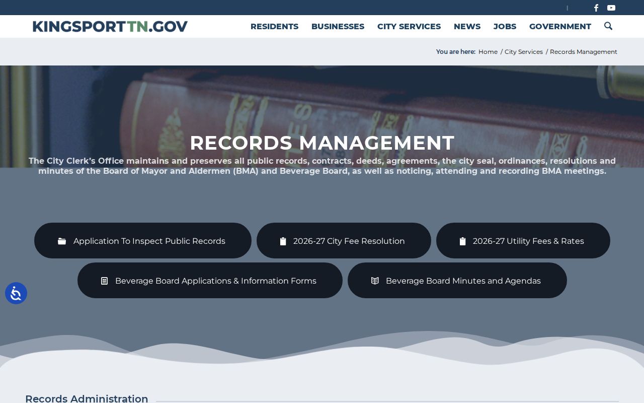 Kingsport people search Records Management request options
