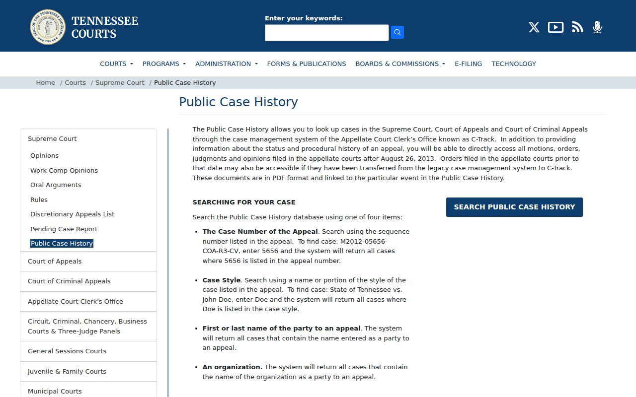 Kingsport people search Tennessee appellate case history interface