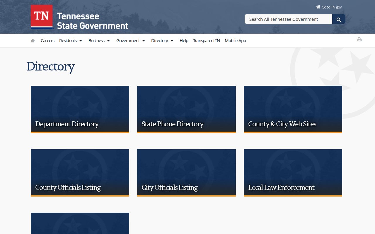Kingsport voter records routing through the Tennessee government directory